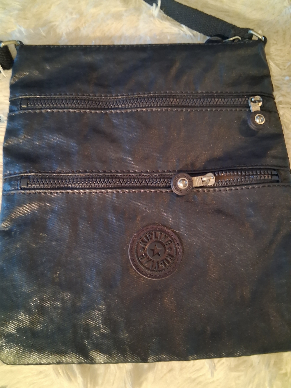 Kipling Navy Blue Crossbody Messenger Bag with Front Zippers